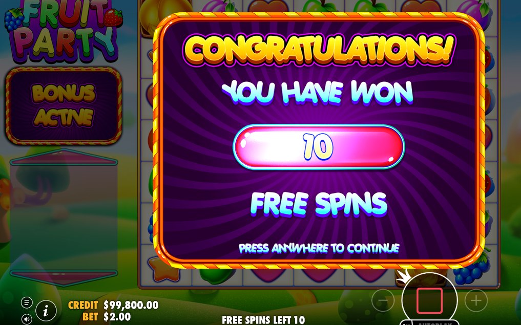 Grille de Free Spins en cours de partie